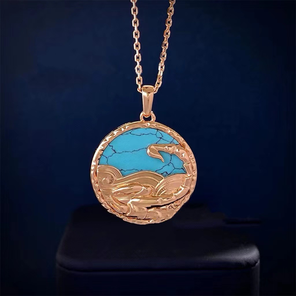 Zodiac Necklace – Long Relief Semi-Precious Stone Pendant Necklace