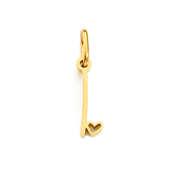 Gold Letter Charm – Stainless Steel Mirror Polished Alphabet Heart Pendant