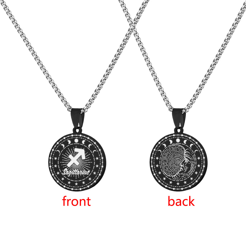 Zodiac Necklace – Stainless Steel 12 Zodiac Sign Pendant Jewelry