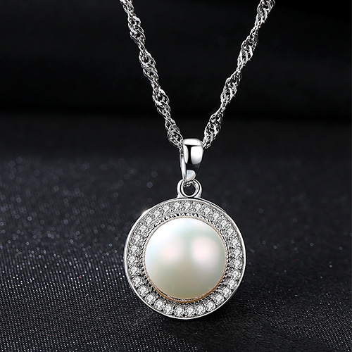 Silver Pearl Necklace – Elegant S925 Sterling Silver Jewelry for Women