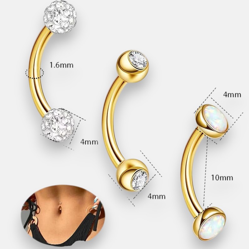 Classic Stainless Steel Belly Ring with Ball Ends – Hypoallergenic Navel Piercing