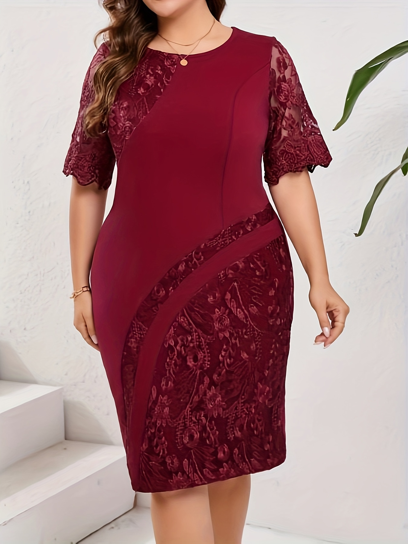 Elegant Plus Size Lace Patchwork Dress (Buy 2 Free Shipping)