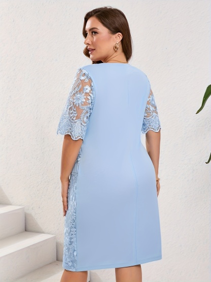 Elegant Plus Size Lace Patchwork Dress (Buy 2 Free Shipping)
