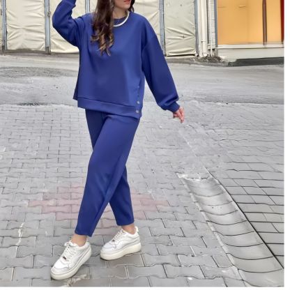 Women’s Trendy Solid Color Two-Piece Set Top & Pants