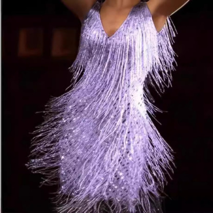 Feather Fringe Sequin Spaghetti Strap Dress (Buy 2 Free Shipping)