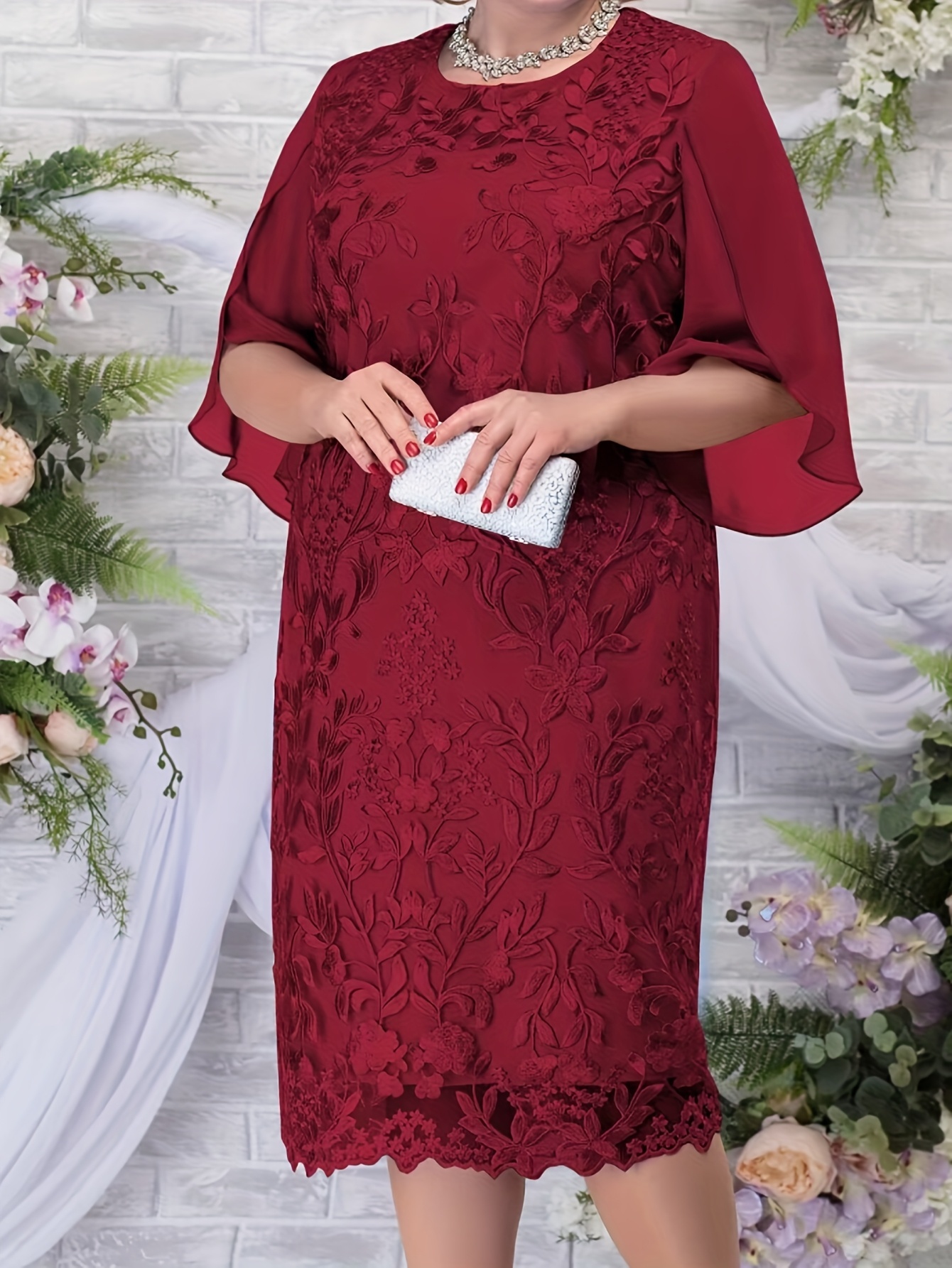 Elegant Floral Embroidered Midi Dress (Buy 2 Free Shipping)