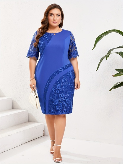 Elegant Plus Size Lace Patchwork Dress (Buy 2 Free Shipping)