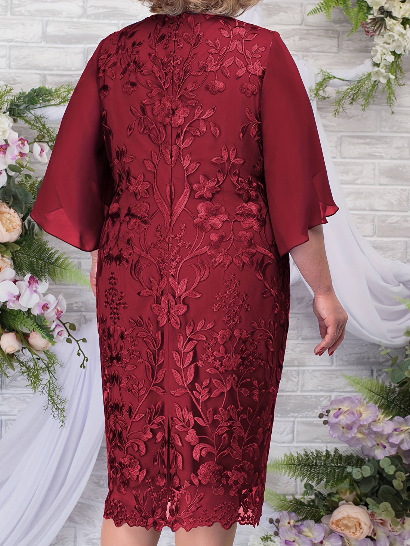 Elegant Floral Embroidered Midi Dress (Buy 2 Free Shipping)