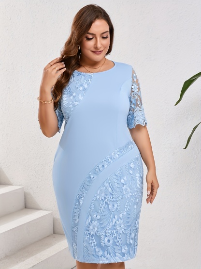 Elegant Plus Size Lace Patchwork Dress (Buy 2 Free Shipping)