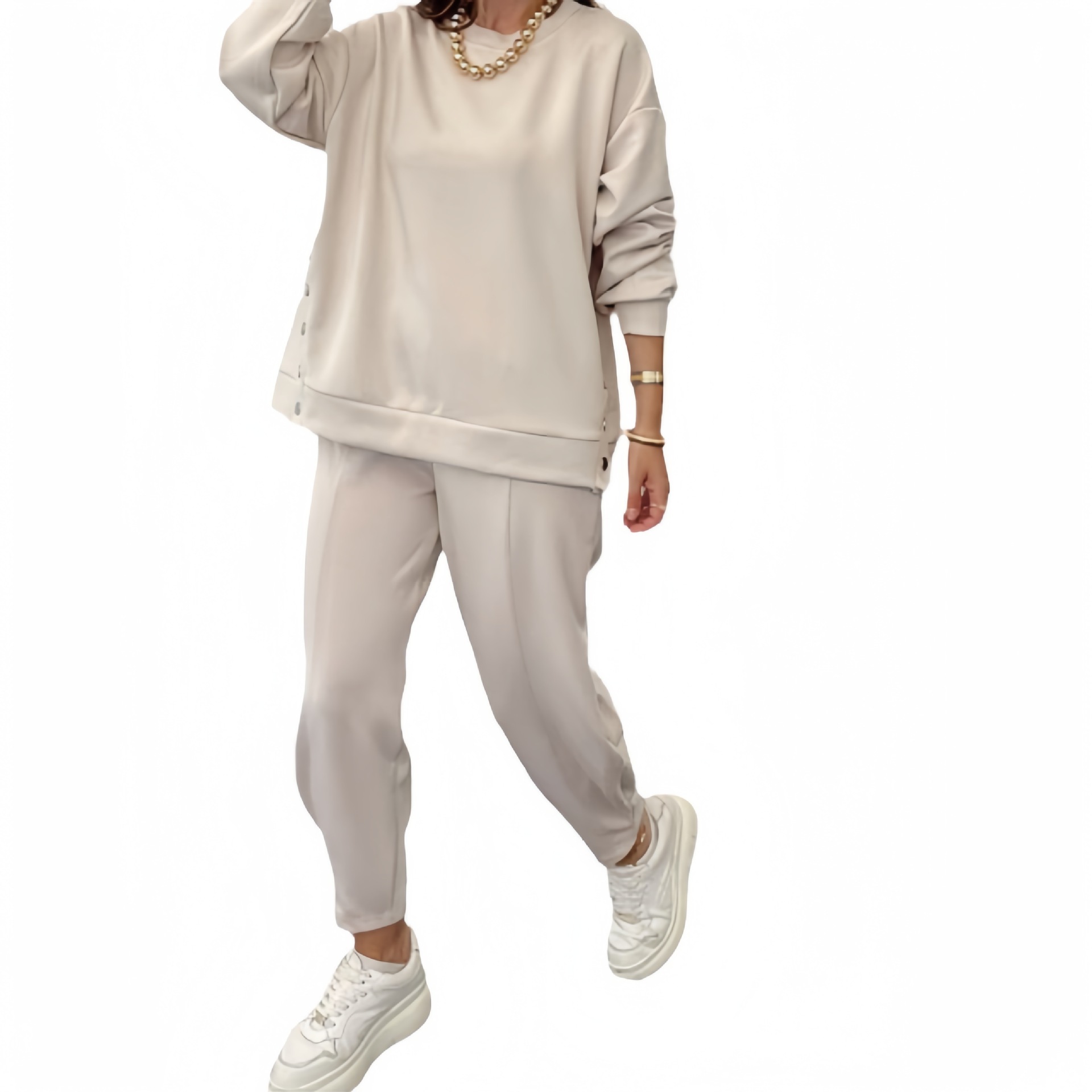 Women’s Trendy Solid Color Two-Piece Set Top & Pants