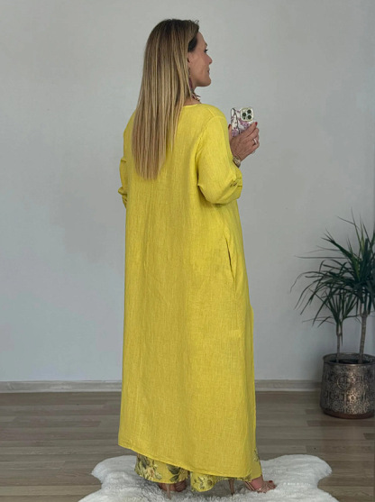 Relaxed High-Low Tunic Floral Wide-Leg Two-Piece Set