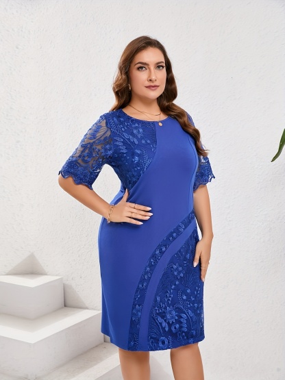 Elegant Plus Size Lace Patchwork Dress (Buy 2 Free Shipping)