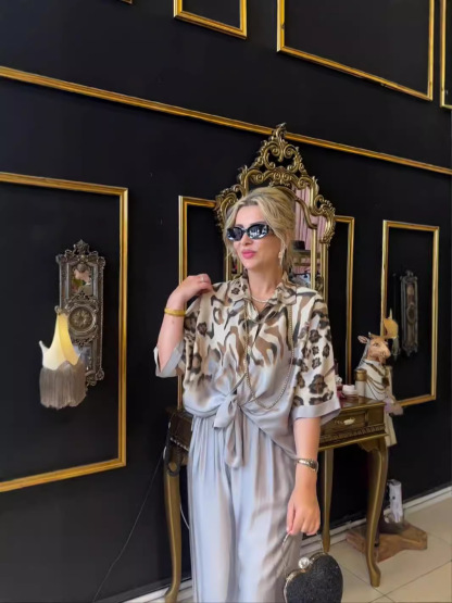 Leopard Print Satin Two-Piece Set (Buy 2 Free Shipping)