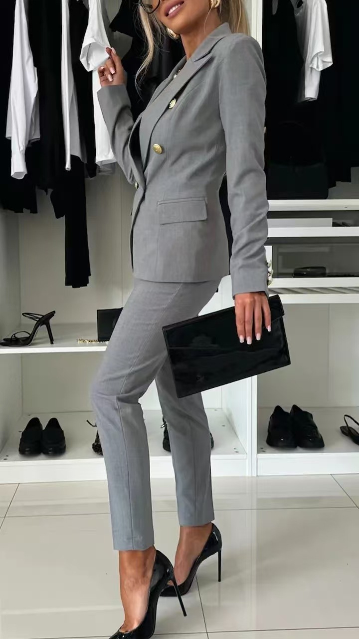 Elegant Double Breasted Fitted Blazer Set (Buy 2 Free Shipping)