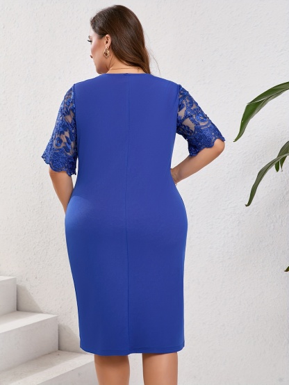 Elegant Plus Size Lace Patchwork Dress (Buy 2 Free Shipping)