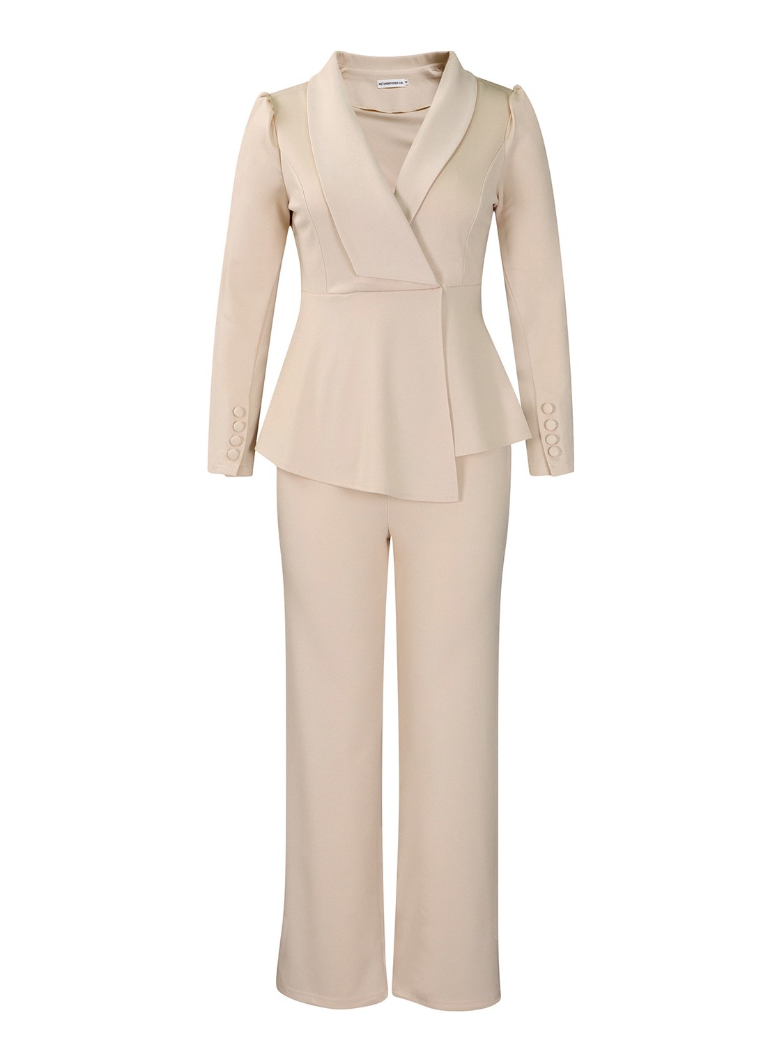 Elegant Peplum Pullover Top and Wide-Leg Pants Two-Piece Set
