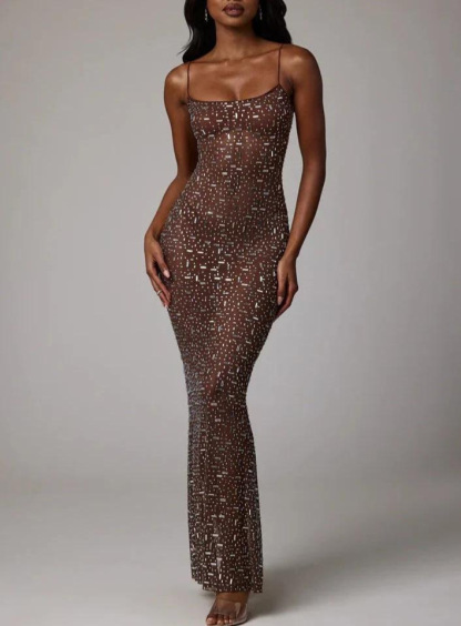 Rhinestone Strap Maxi Dress (Buy 2 Free Shipping)