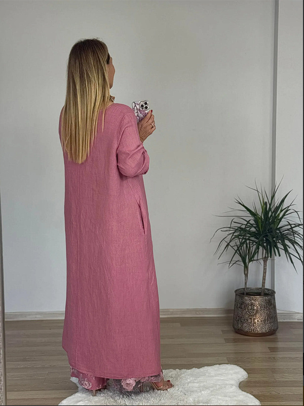 Relaxed High-Low Tunic Floral Wide-Leg Two-Piece Set