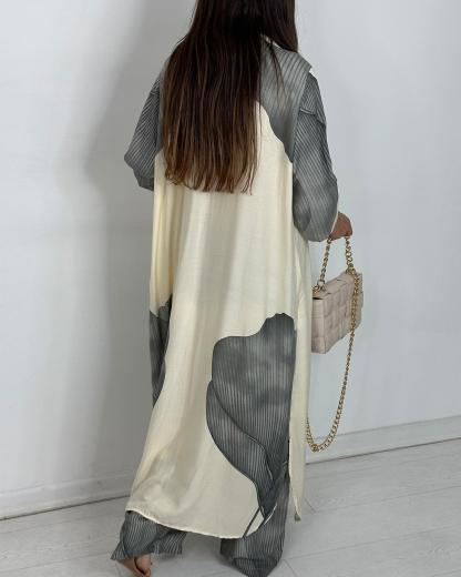 Chic Printed Longline Shirt & Wide-Leg Pants Two Piece Set (Buy 2 Free Shipping)