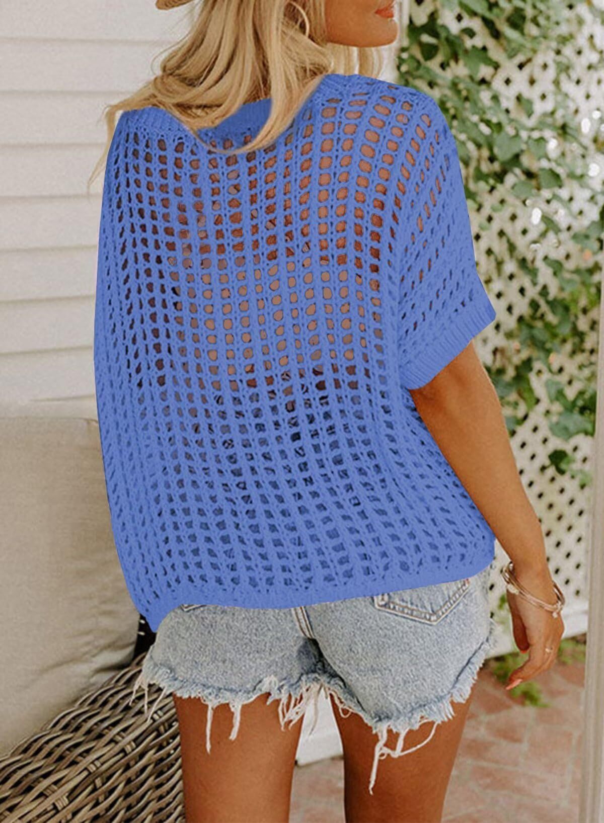 Relaxed Open Weave Knit Cover Top