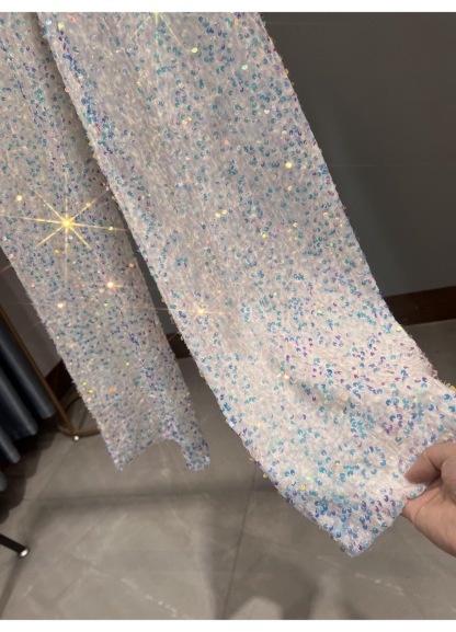 Sequin Velvet Elastic Waist Wide Leg Pants (Buy 2 Free Shipping)