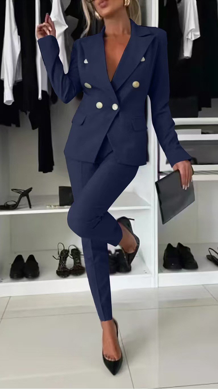 Elegant Double Breasted Fitted Blazer Set (Buy 2 Free Shipping)