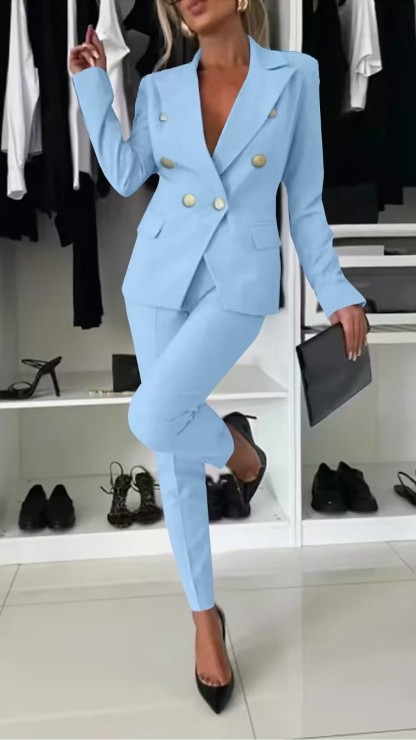 Elegant Double Breasted Fitted Blazer Set (Buy 2 Free Shipping)