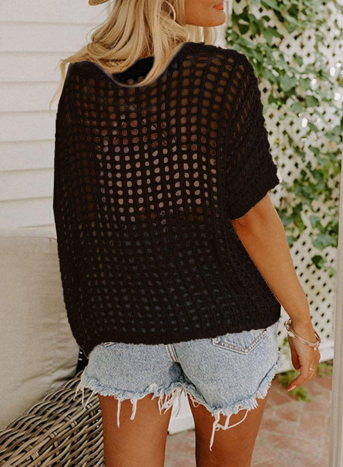 Relaxed Open Weave Knit Cover Top