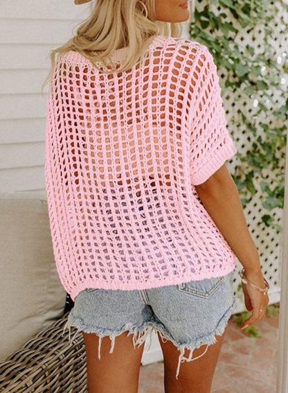 Relaxed Open Weave Knit Cover Top