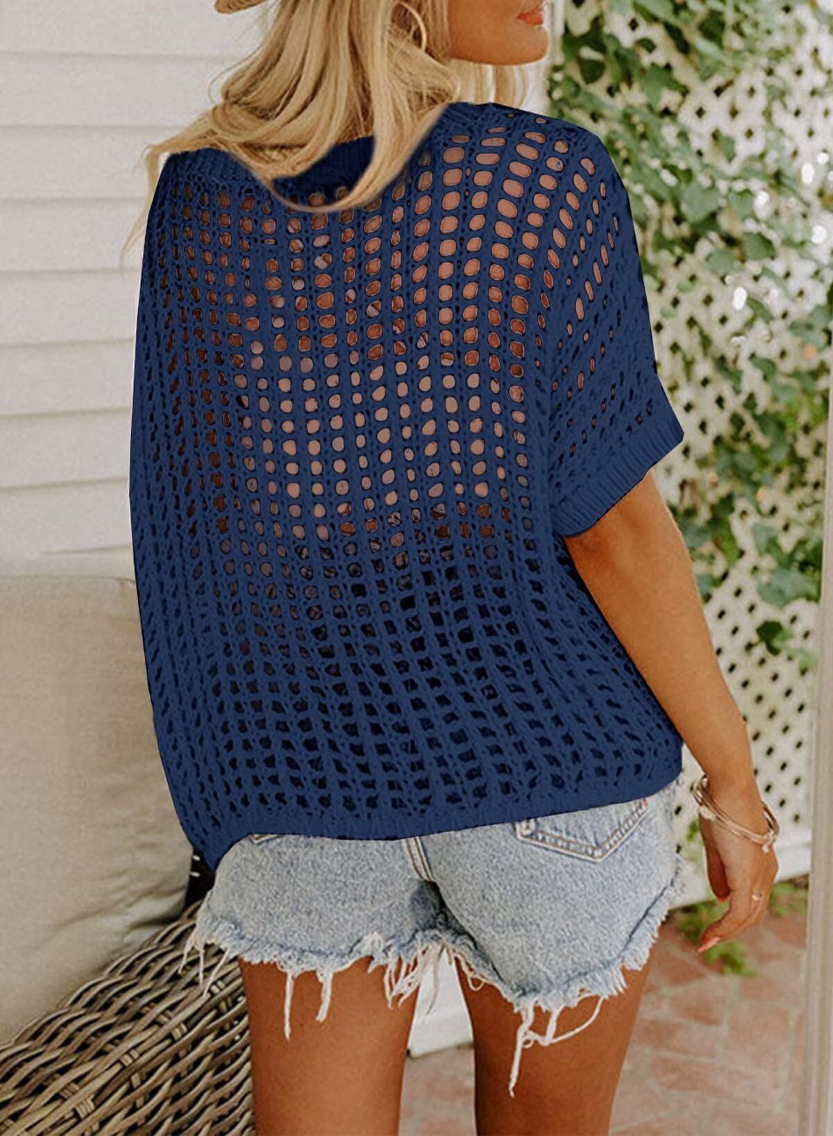 Relaxed Open Weave Knit Cover Top
