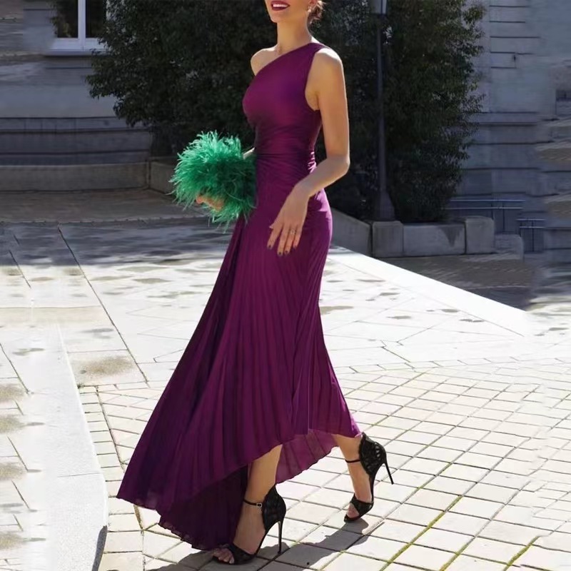 Elegant One-Shoulder Pleated Cutout Midi Dress (Buy 2 Free Shipping)