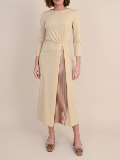 Elegant Twist Waist Pleated Panel Midi Dress (Buy 2 Free Shipping)