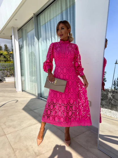 Elegant Crochet Lace Midi Dress (Buy 2 Free Shipping)