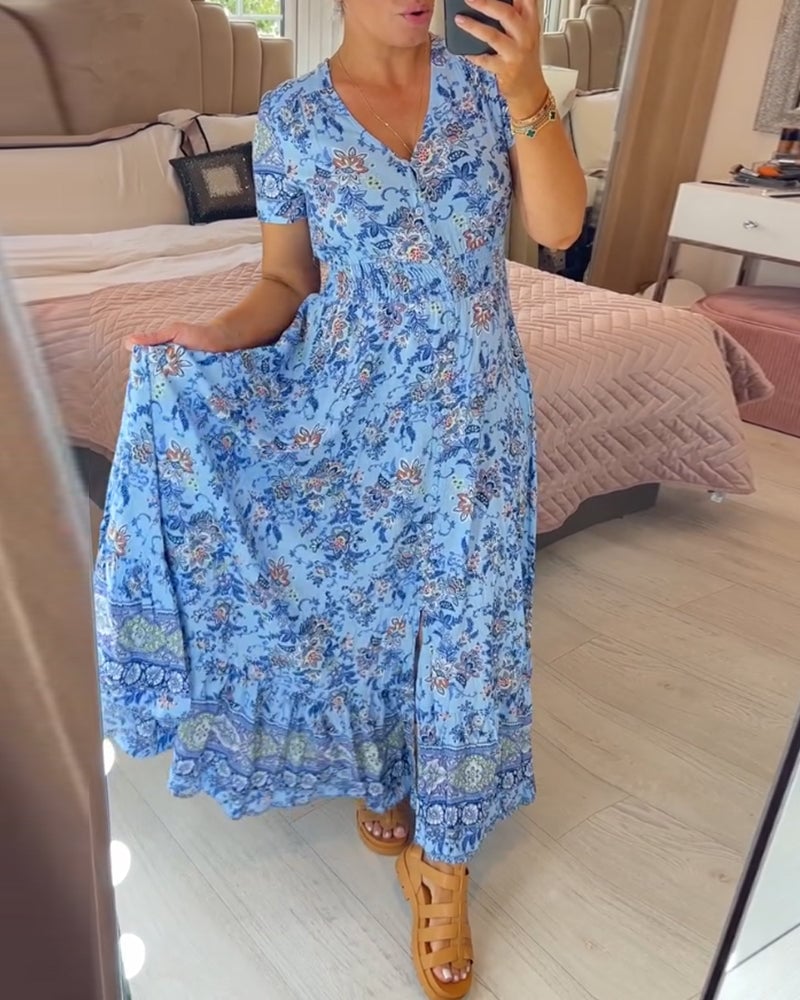 Last Day 49% OFF🔥Floral Print V-neck Dress