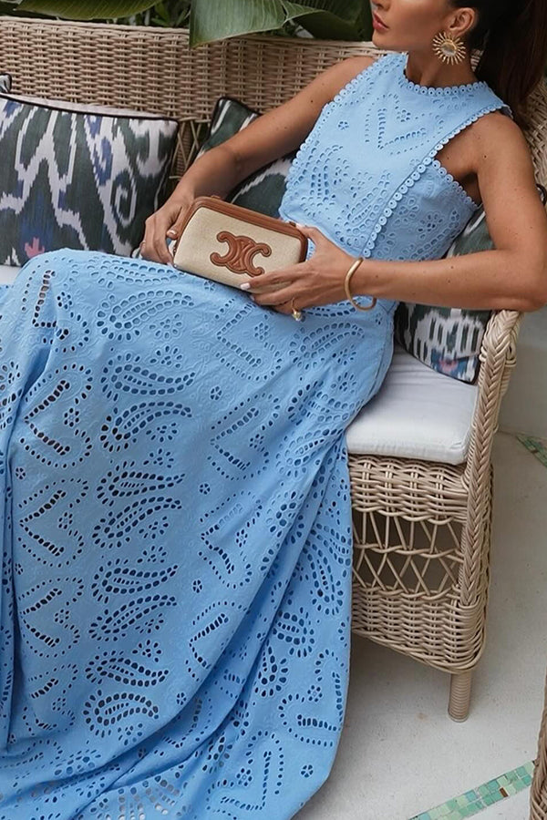 Paris Dreaming Embroidered Lace High Rise Pocketed Maxi Skirt and Crop Tank Top(Buy 2 Free Shipping)