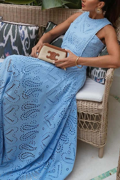 Paris Dreaming Embroidered Lace High Rise Pocketed Maxi Skirt and Crop Tank Top(Buy 2 Free Shipping)