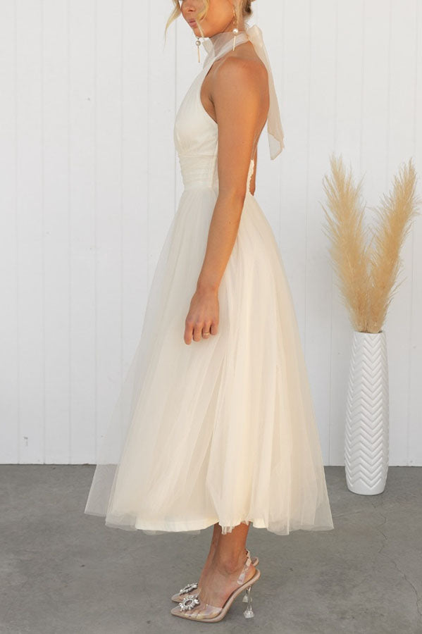 Gathered Detail Halter Maxi Dress