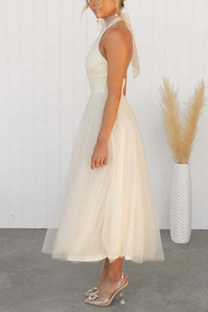 Gathered Detail Halter Maxi Dress