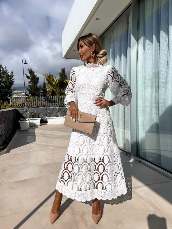 Elegant Crochet Lace Midi Dress (Buy 2 Free Shipping)