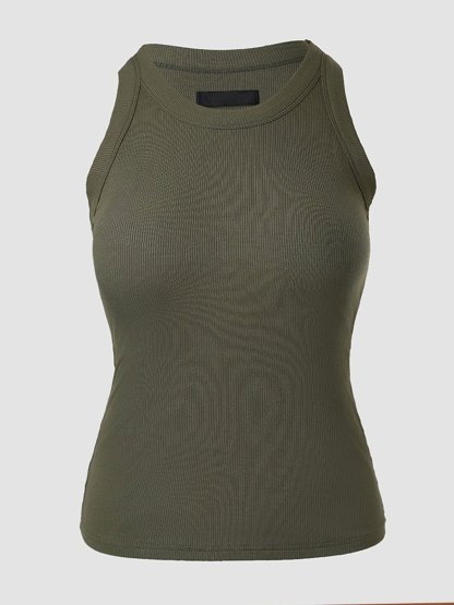 Last Day Promotion🔥Round Neck Built-in Bra Ribbed Tank Top(Buy 2 Free Shipping)