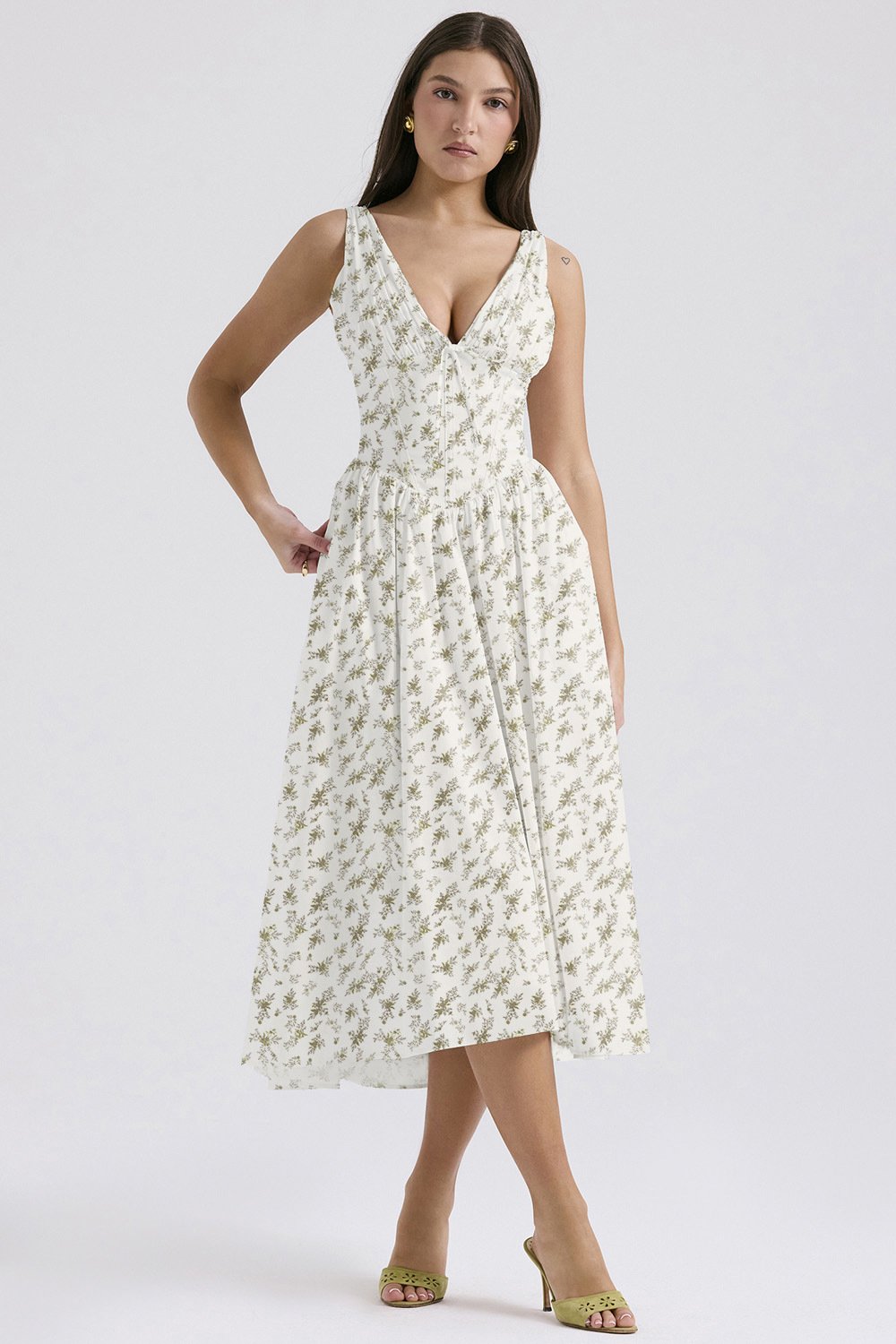 Last Day Promotion🔥Deep V Floral Midi Sundress(Buy 2 Free Shipping)