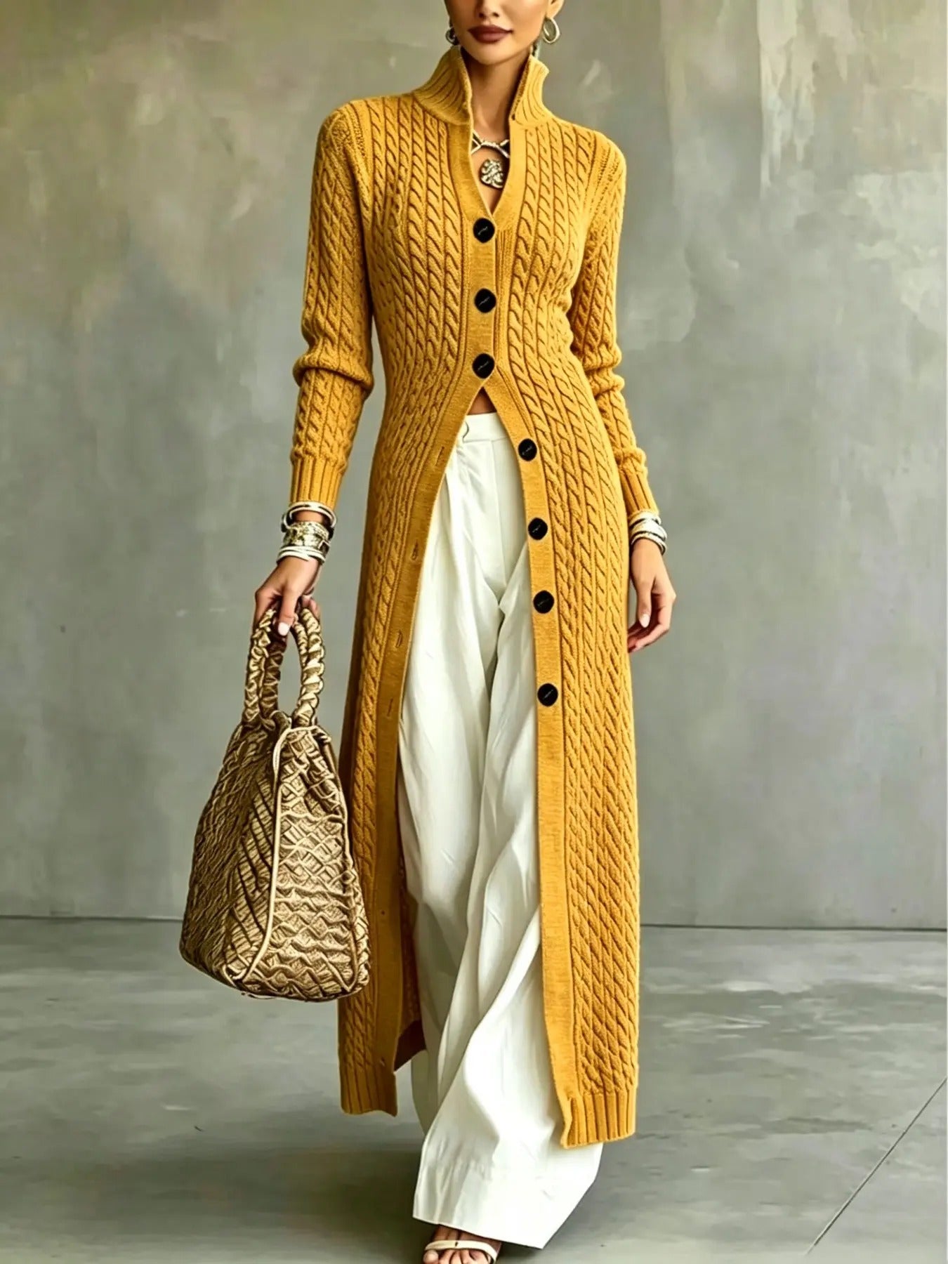 Elegant Cable-Knit Longline Cardigan (Buy 2 Free Shipping)