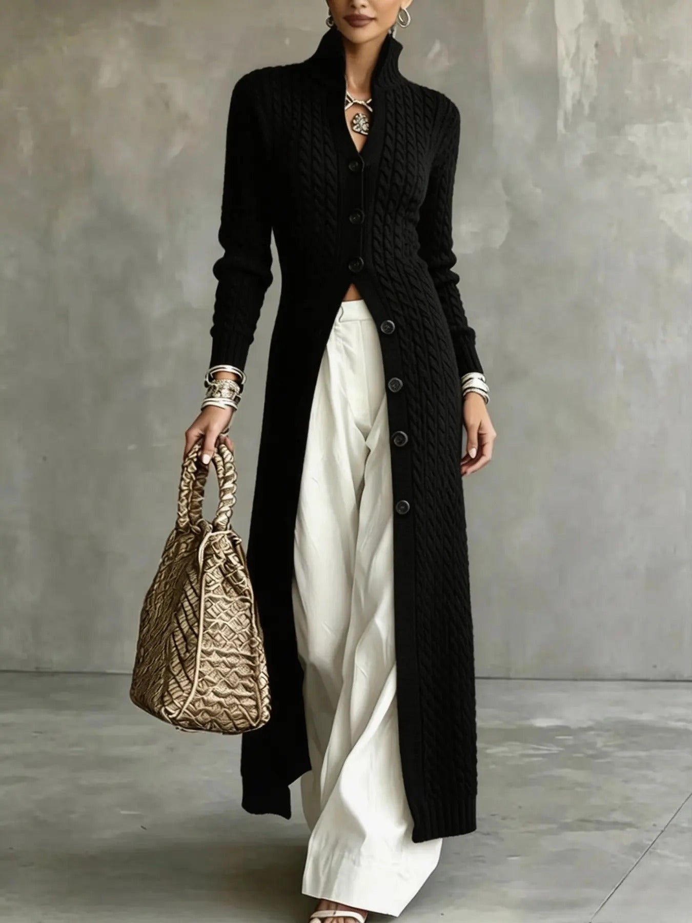 Elegant Cable-Knit Longline Cardigan (Buy 2 Free Shipping)