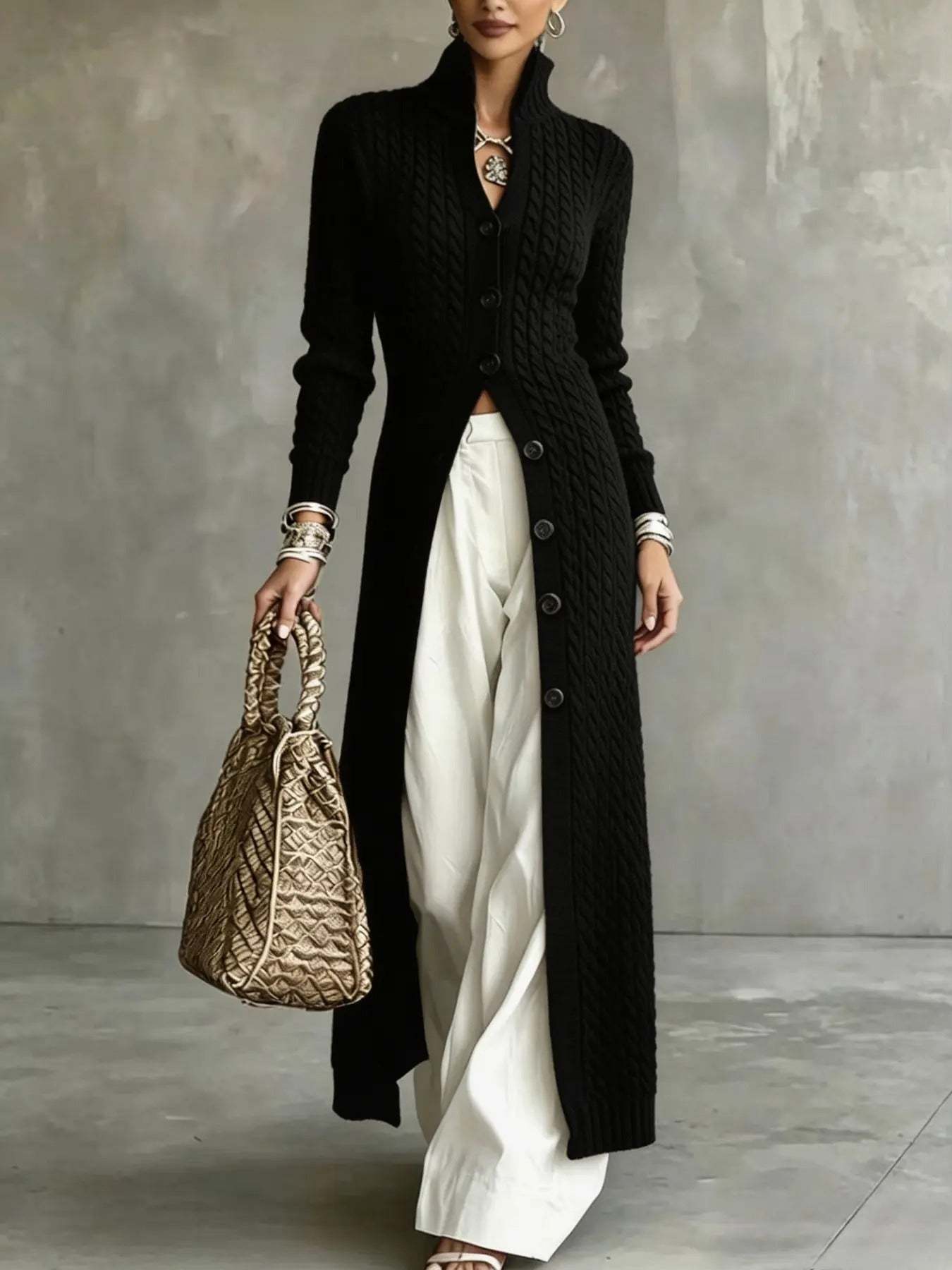 Elegant Cable-Knit Longline Cardigan (Buy 2 Free Shipping)