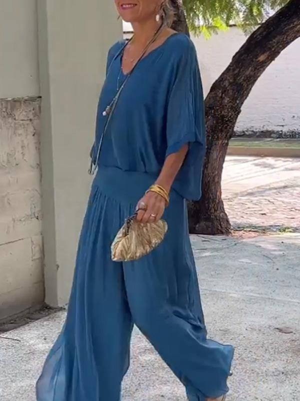 Elegant Chiffon Wide Leg Pants Two Piece Set (Buy 2 Free Shipping)