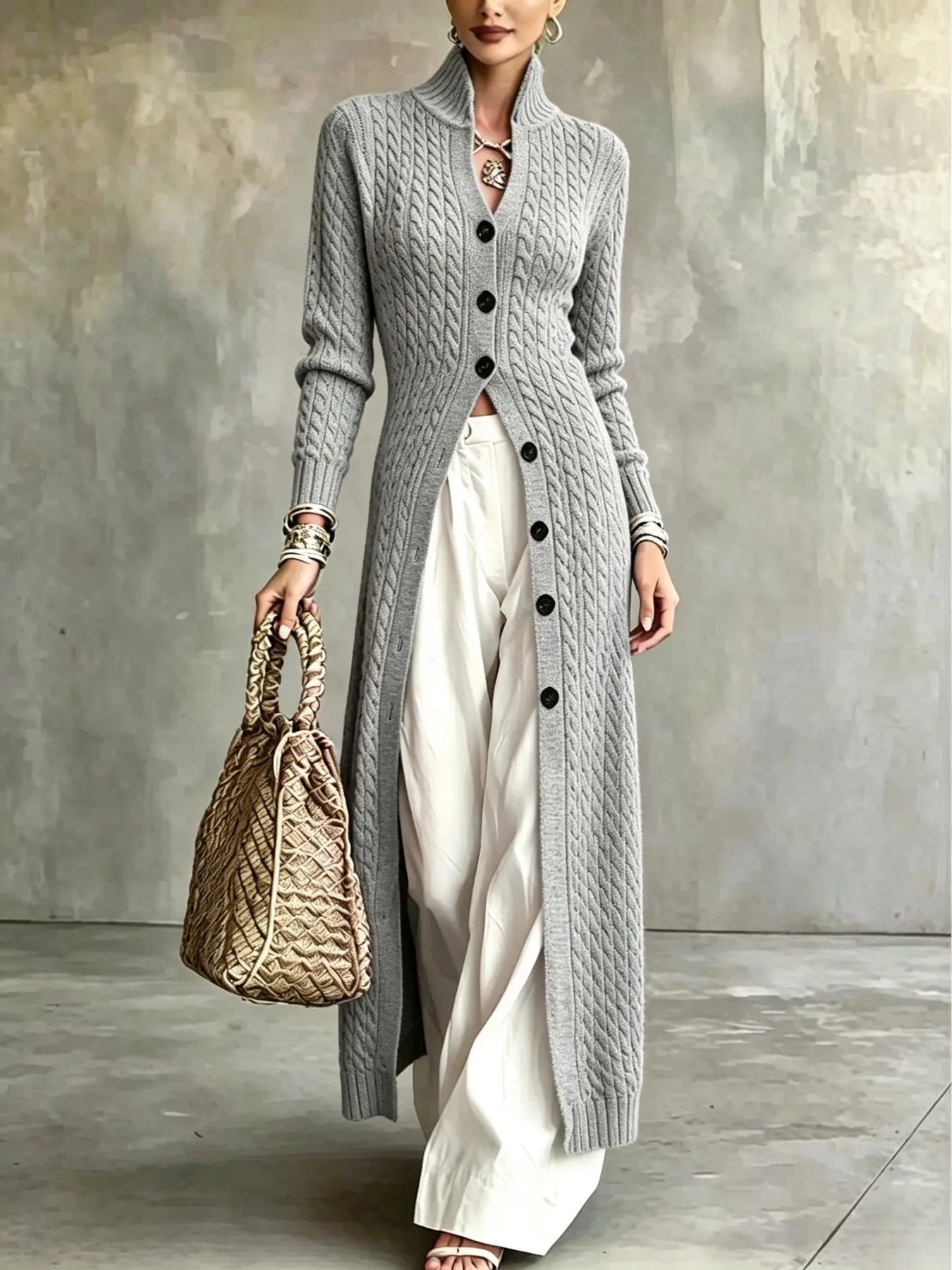 Elegant Cable-Knit Longline Cardigan (Buy 2 Free Shipping)