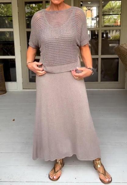 Casual Suspender Dress and Hollow Blouse Two-piece Suit (Buy 2 Free Shipping)