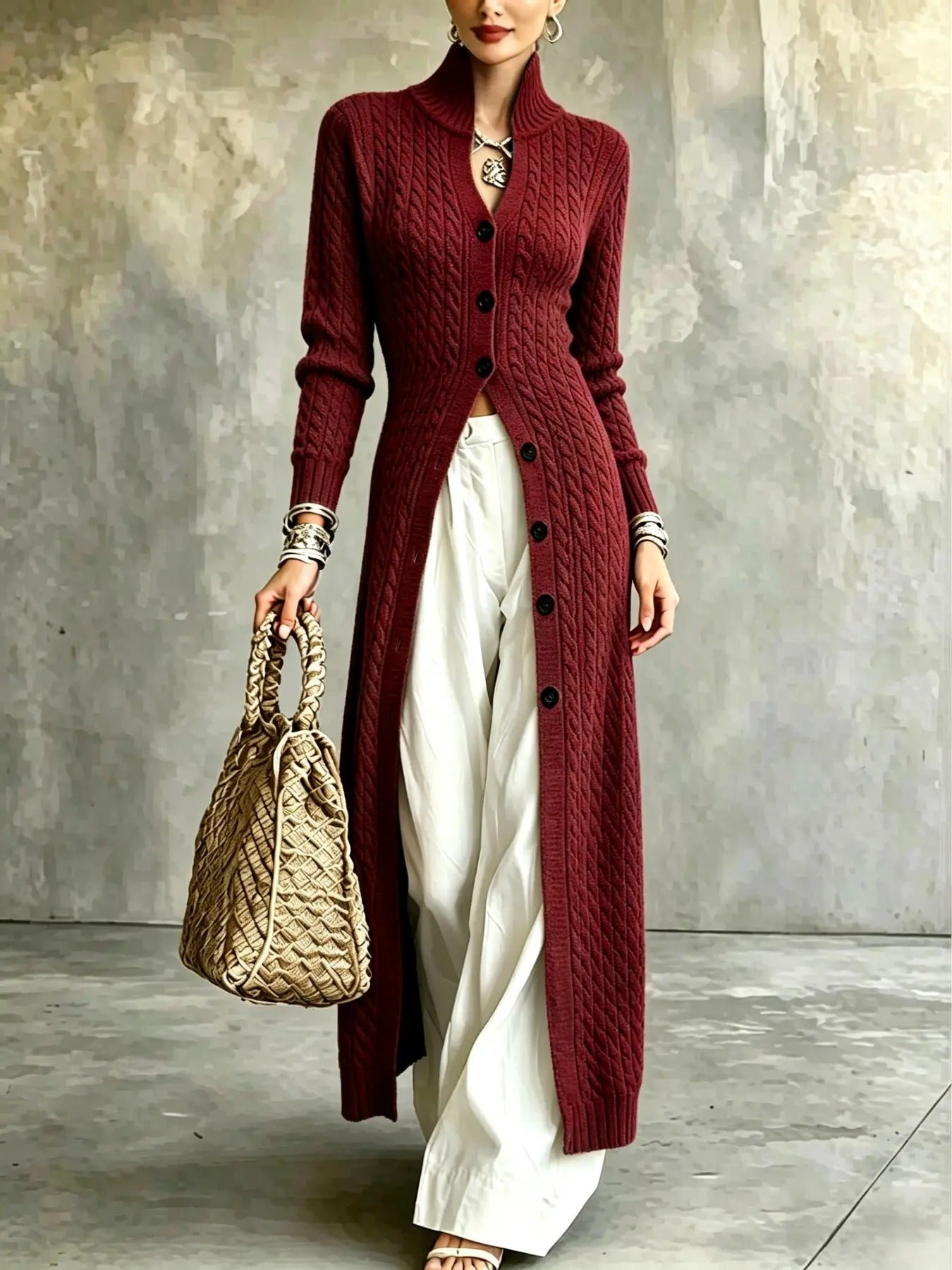 Elegant Cable-Knit Longline Cardigan (Buy 2 Free Shipping)