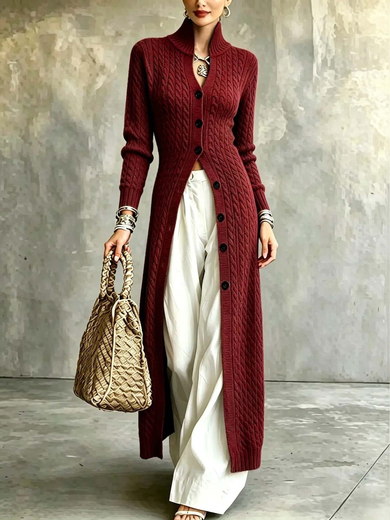 Elegant Cable-Knit Longline Cardigan (Buy 2 Free Shipping)