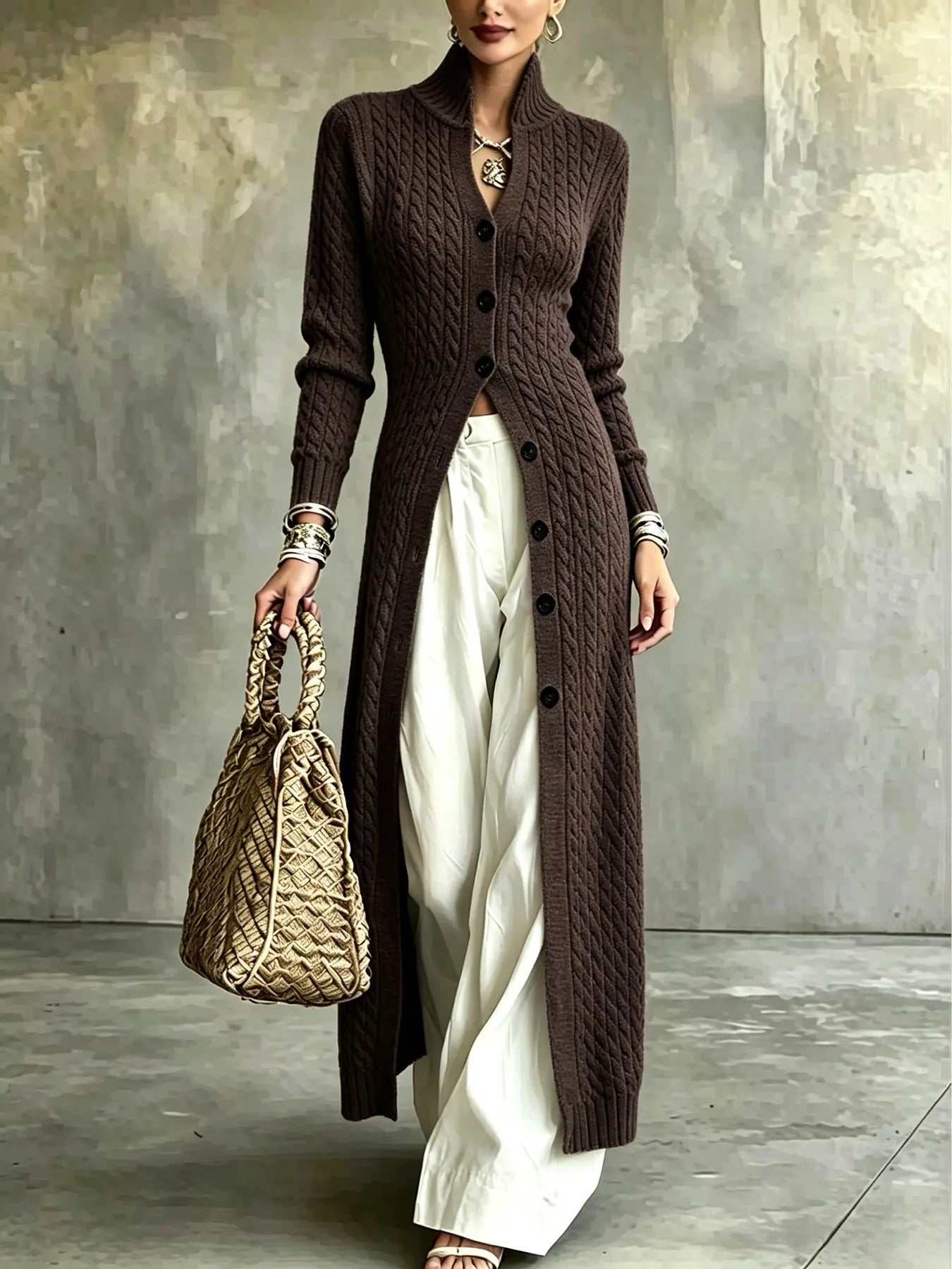 Elegant Cable-Knit Longline Cardigan (Buy 2 Free Shipping)
